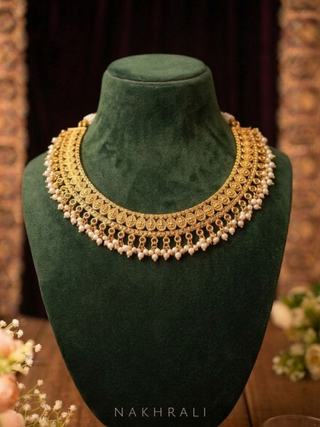 Chitralekha White Pearl Necklace Set with Jhumka Earrings