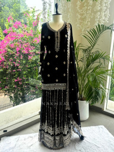 Twilight Elegance Skirt Set With Dupatta