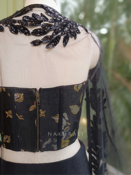Cosmic Charm Black Sequin Indo-Western Lehenga