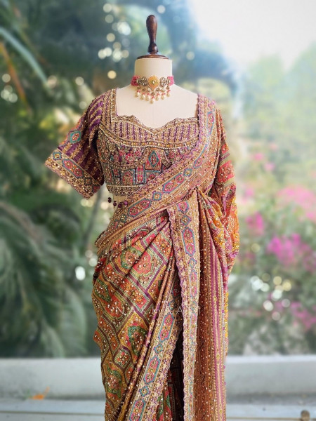 Aarvani Purple Saree with Sequin and Bead Work