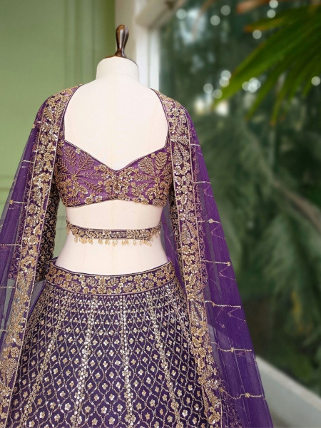 Rivanya Purple Embroidered Lehenga Set