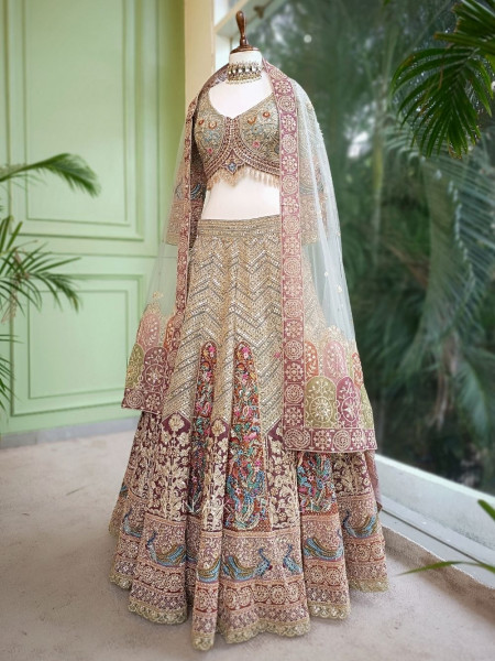 Kanika Sea Green Bridal Lehenga with Zari and Sequin Work