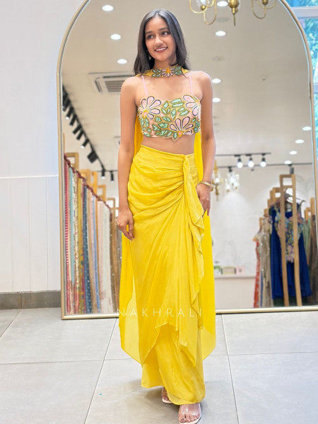Sunshine Stunner Embroidered Crop Top Skirt Set