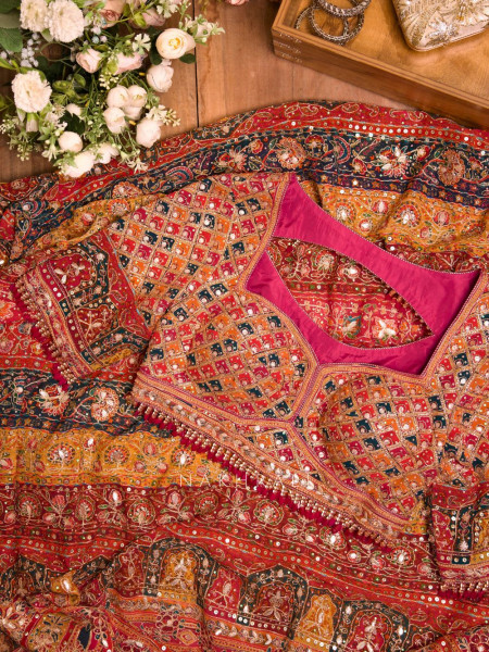 Nakkashi Magenta Bridal Sequin Zari Saree with Ready Blouse