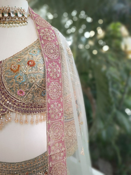 Kanika Sea Green Bridal Lehenga with Zari and Sequin Work