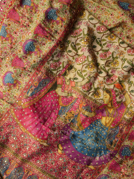 Rangriti Multicolor Saree with Mirror and Sequin Work