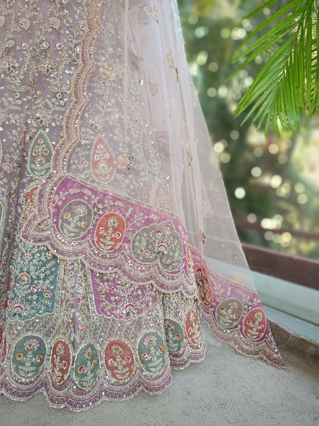 Mridula Purple Lehenga Set with Multicolor Embroidery and Sequin Work