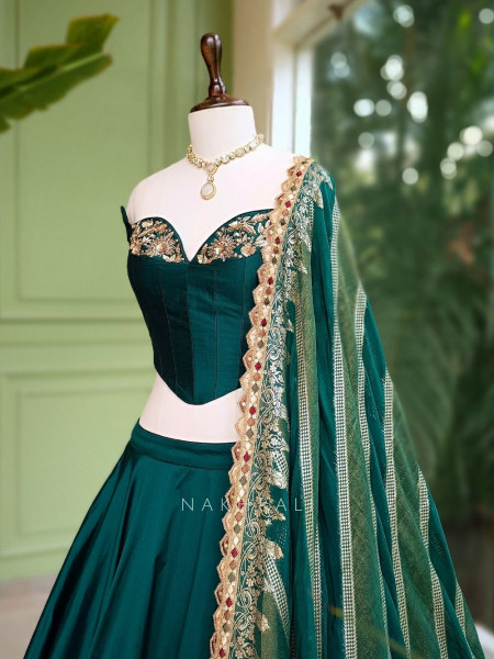 Emerald Enchant Corset Lehenga