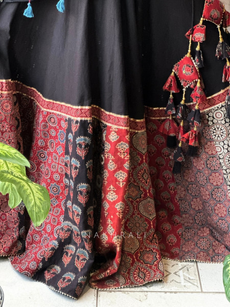 Jugni Black Cotton Ajrakh Printed Chaniya Choli