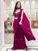 Midnight Glitz Wine Drape Saree with Embellished Blouse