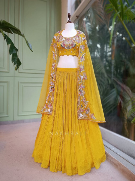 Sunara Yellow Lehenga Set with Cape