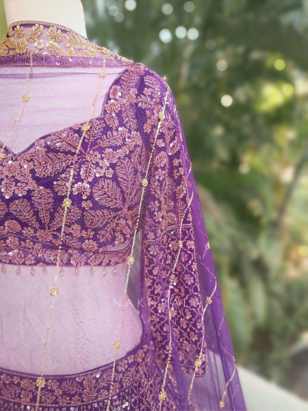 Rivanya Purple Embroidered Lehenga Set