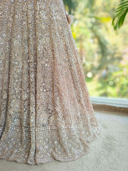 Rovena Brown Beaded Sequin Embroidered Bridal Lehenga Set