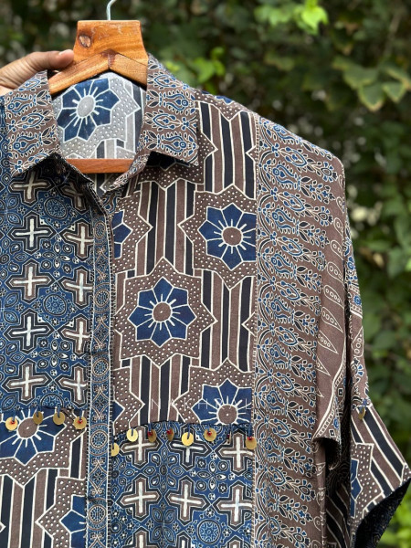 Vedya Brown Art Modal Printed Shirt