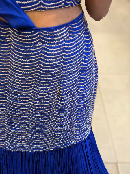 Rihana Blue Mermaid Indo Western Lehenga with Bead Work