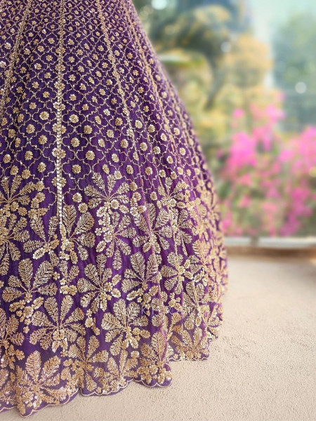 Rivanya Purple Embroidered Lehenga Set