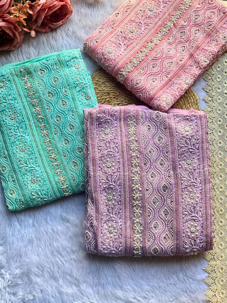 Aaira Firozi Embroidered Dress Material Set