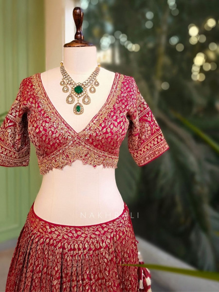 Rivara Red Lehenga Set with Zari and Sequin Work