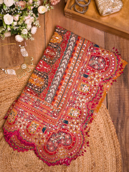 Nakkashi Magenta Bridal Sequin Zari Saree with Ready Blouse