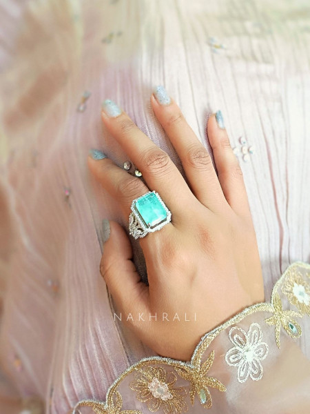 Eternal Royale Sea Green Statement Ring