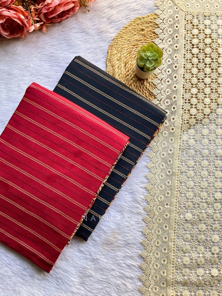 Rekha Red Cotton Dress Material Set