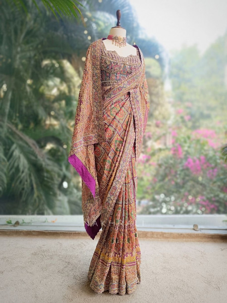 Aarvani Purple Saree with Sequin and Bead Work