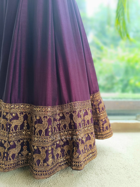Yashvika Wine Raw Silk  Anarkali Suit Set