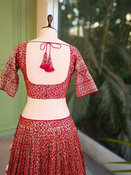 Rivara Red Lehenga Set with Zari and Sequin Work