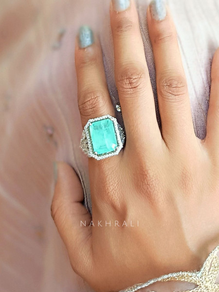 Eternal Royale Sea Green Statement Ring