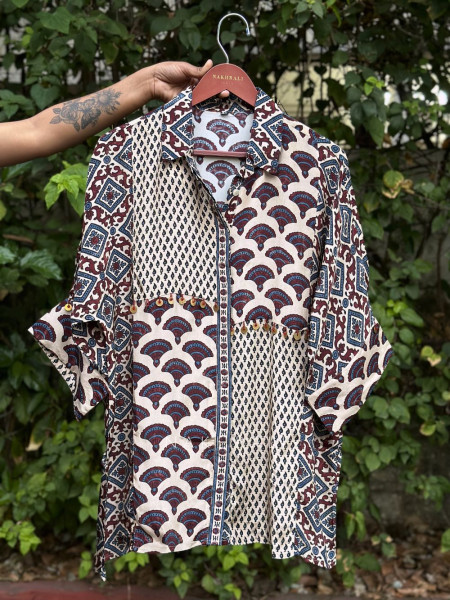 Vedya White Art Modal Printed Shirt