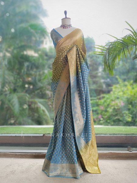 Banaras Breeze Firozi Banarasi Georgette Silk Saree