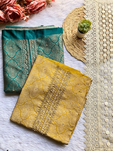 Pravya Golden Dress Material