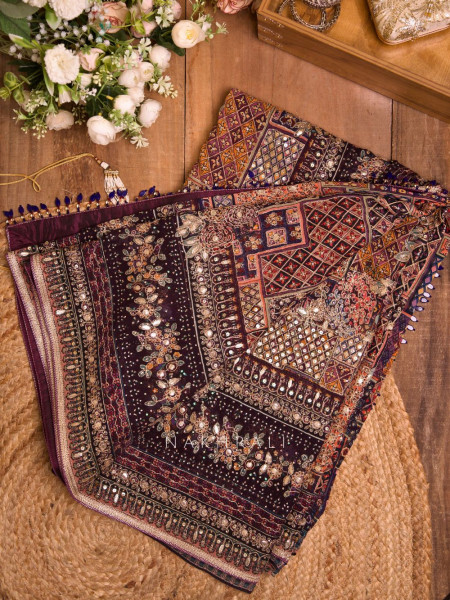 Nakkashi Multicolor Bridal Sequin Zari Saree with Ready Blouse