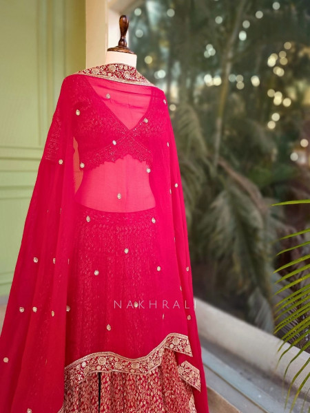 Rivara Red Lehenga Set with Zari and Sequin Work