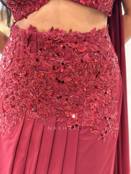Crimson Cascade 2.O Cut Dana Indo-Western Set