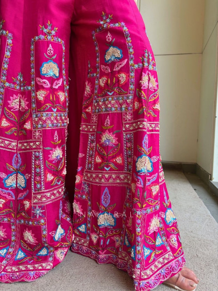 Zyvira Magenta Embellished Indo-Western Jumpsuit