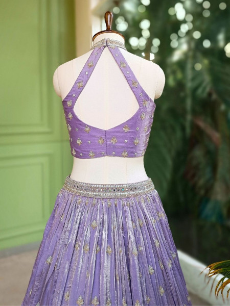 Aarvi Lavender Embroidered Lehenga Set with Mirror and Sequin Work
