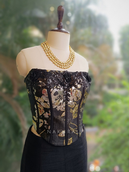Cosmic Charm Black Sequin Indo-Western Lehenga