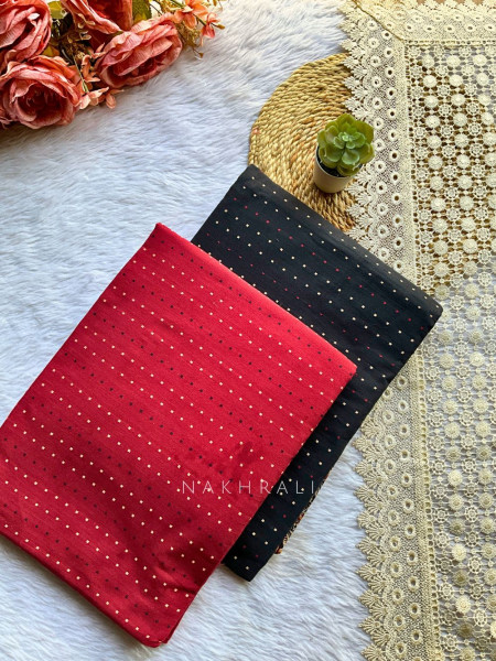 Vaira Black Cotton Printed Dress Material