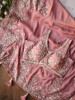 Velmira Pink Embroidered Saree with Heavy Thread Work and Readymade Blouse