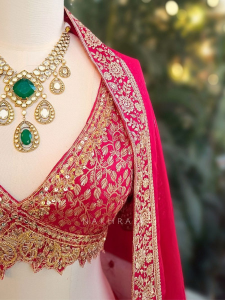 Rivara Red Lehenga Set with Zari and Sequin Work