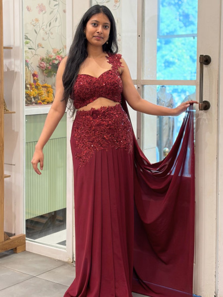 Crimson Cascade 2.O Cut Dana Indo-Western Set