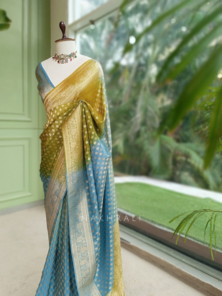 Banaras Breeze Firozi Banarasi Georgette Silk Saree