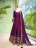 Yashvika Wine Raw Silk  Anarkali Suit Set