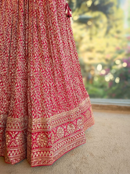 Rivara Red Lehenga Set with Zari and Sequin Work