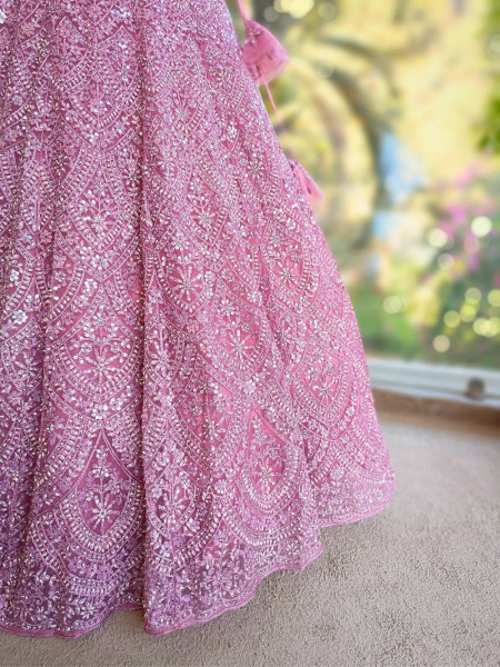 Kireva Pink Sequin Beaded Bridal Lehenga Set