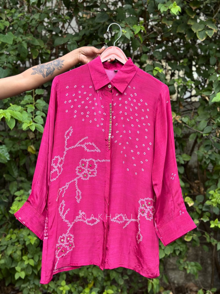 Image of Vedya Magenta Art Modal Printed Shirt