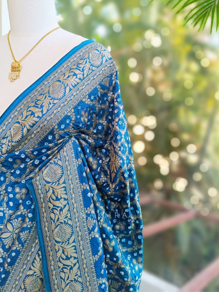 Zorvaya Blue Color Saree with Zari Woven Work
