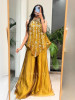 Sun-Drenched Mehndi Green  Crushed Metallic Tissue Silk Indo-Western Palazzo Set