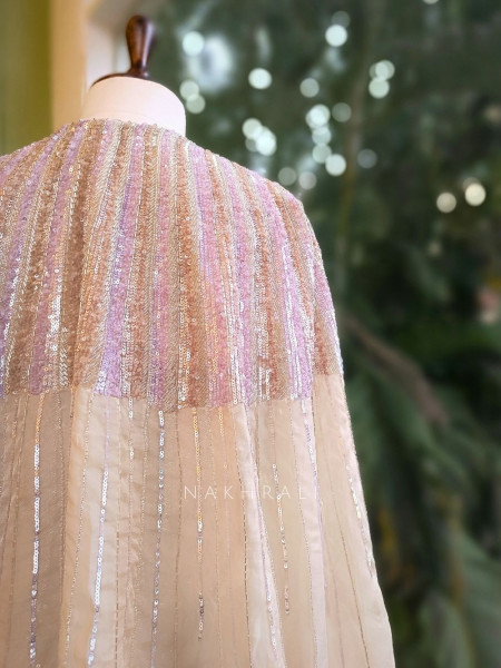 Brivelle Ivory Net Corset Lehenga Set with Sequin Cape